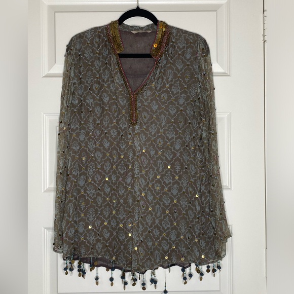 Soft Surroundings Tops - Soft Surroundings Sheer Boho Beaded Top